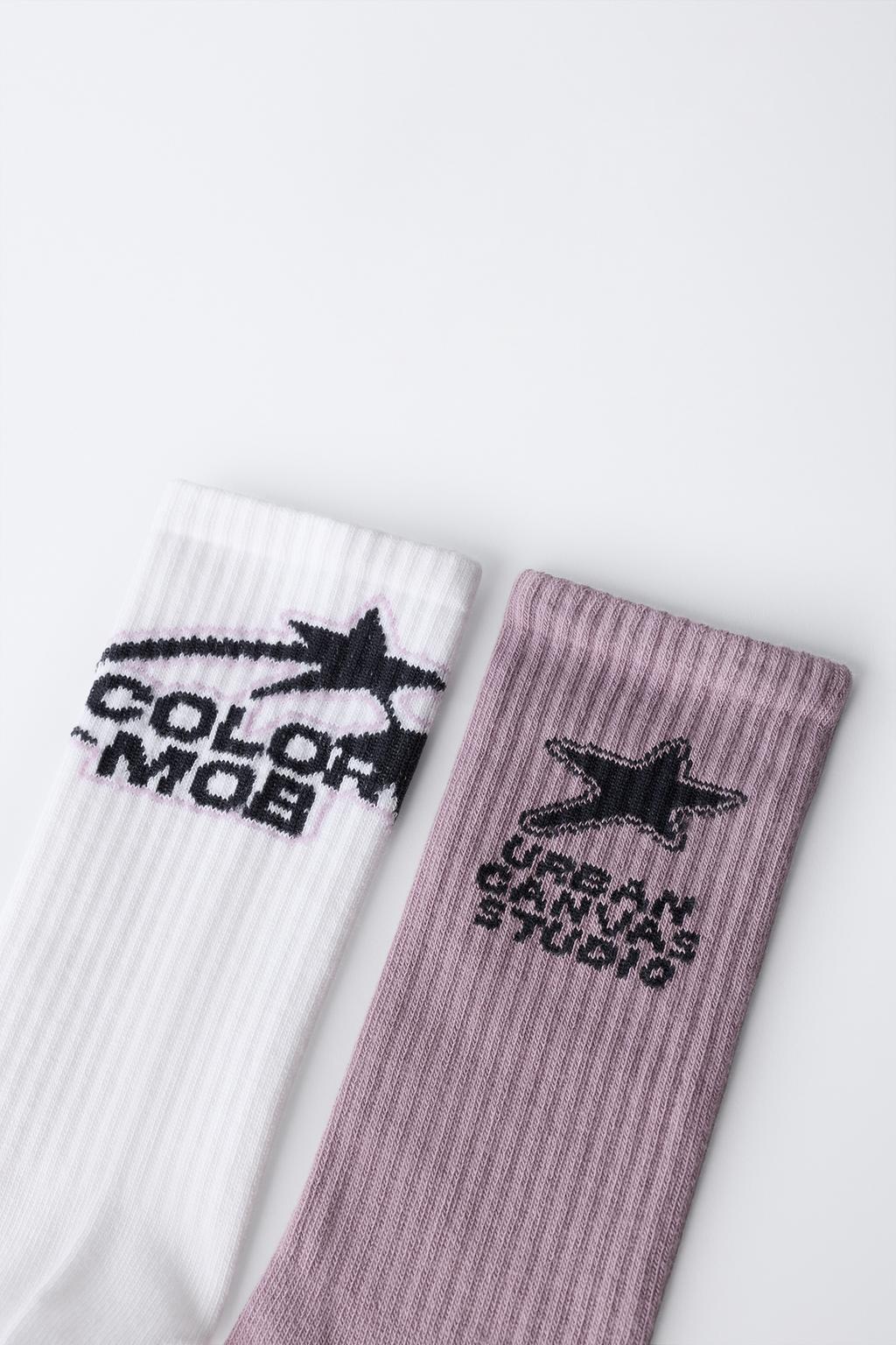 НАБОР ИЗ ДВУХ ПАР ВЫСОКИХ НОСКОВ С ПРИНТОМ