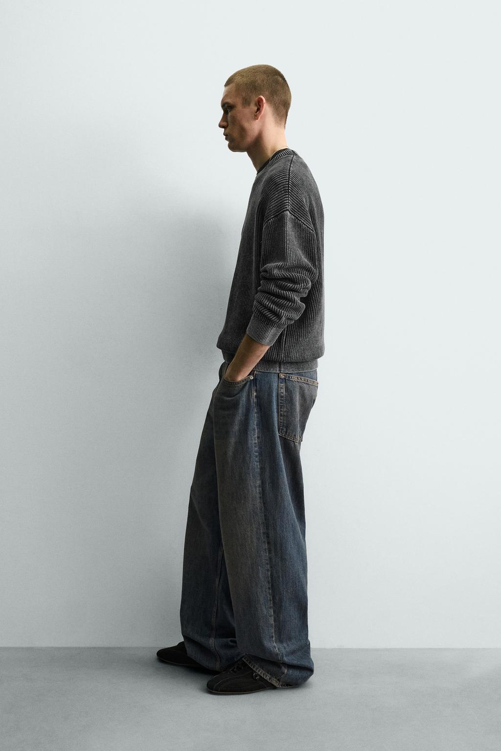 СВИТЕР В РУБЧИК С ЭФФЕКТОМ ПОТЕРТОСТИ