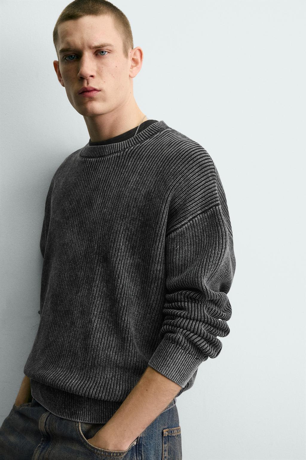 СВИТЕР В РУБЧИК С ЭФФЕКТОМ ПОТЕРТОСТИ