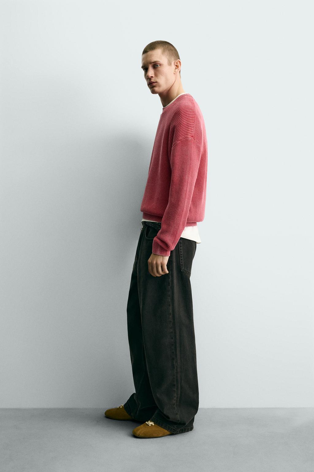 СВИТЕР В РУБЧИК С ЭФФЕКТОМ ПОТЕРТОСТИ