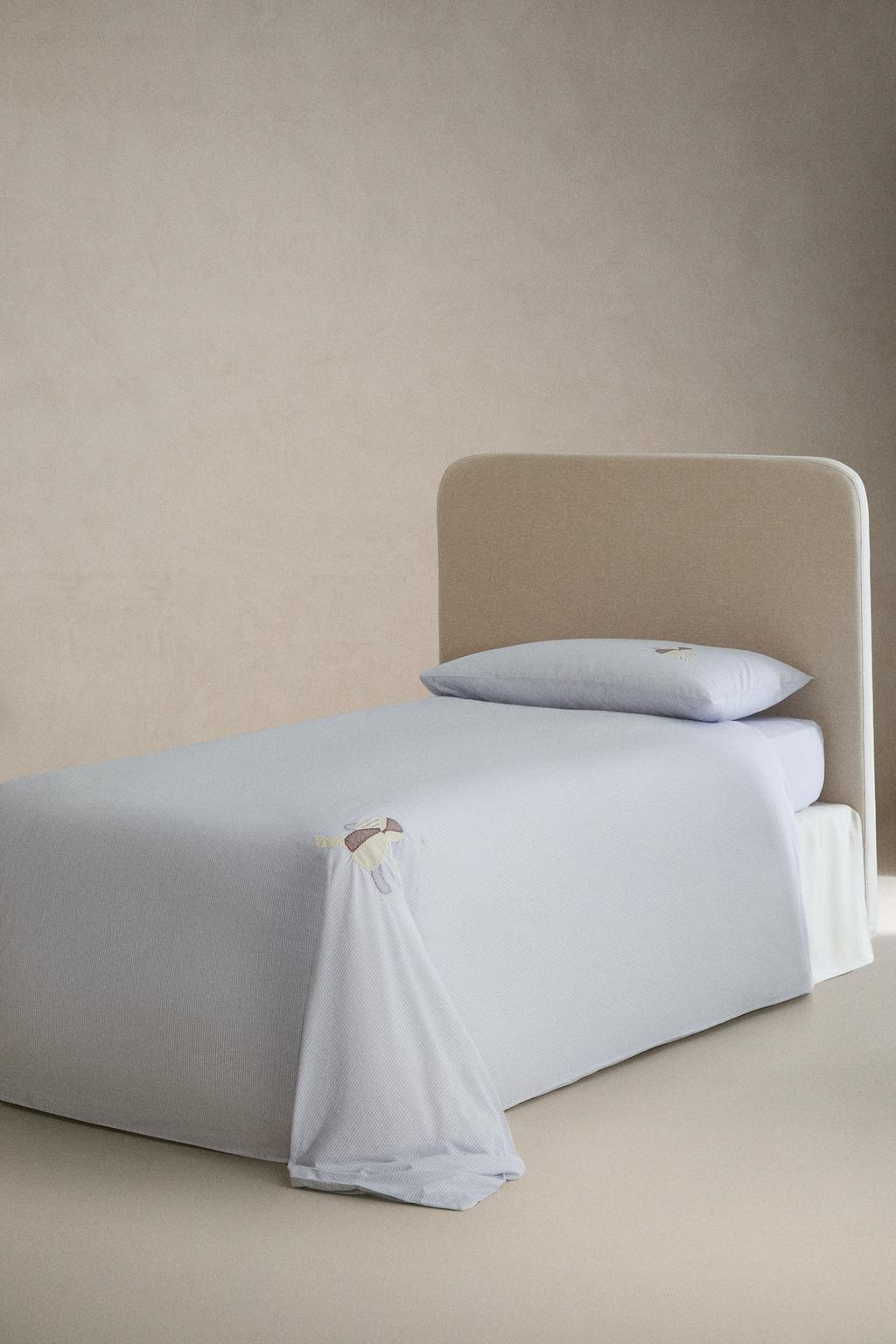 Детский приталенный хлопковый простынный комплект в полоску