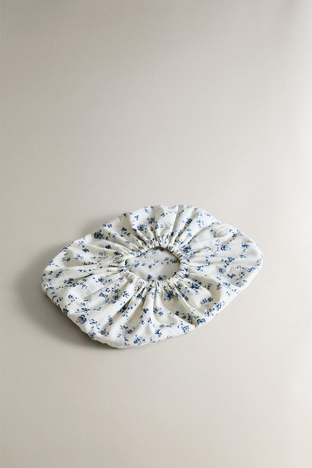 Держатель влажных салфеток с синим цветочным узором из хлопка