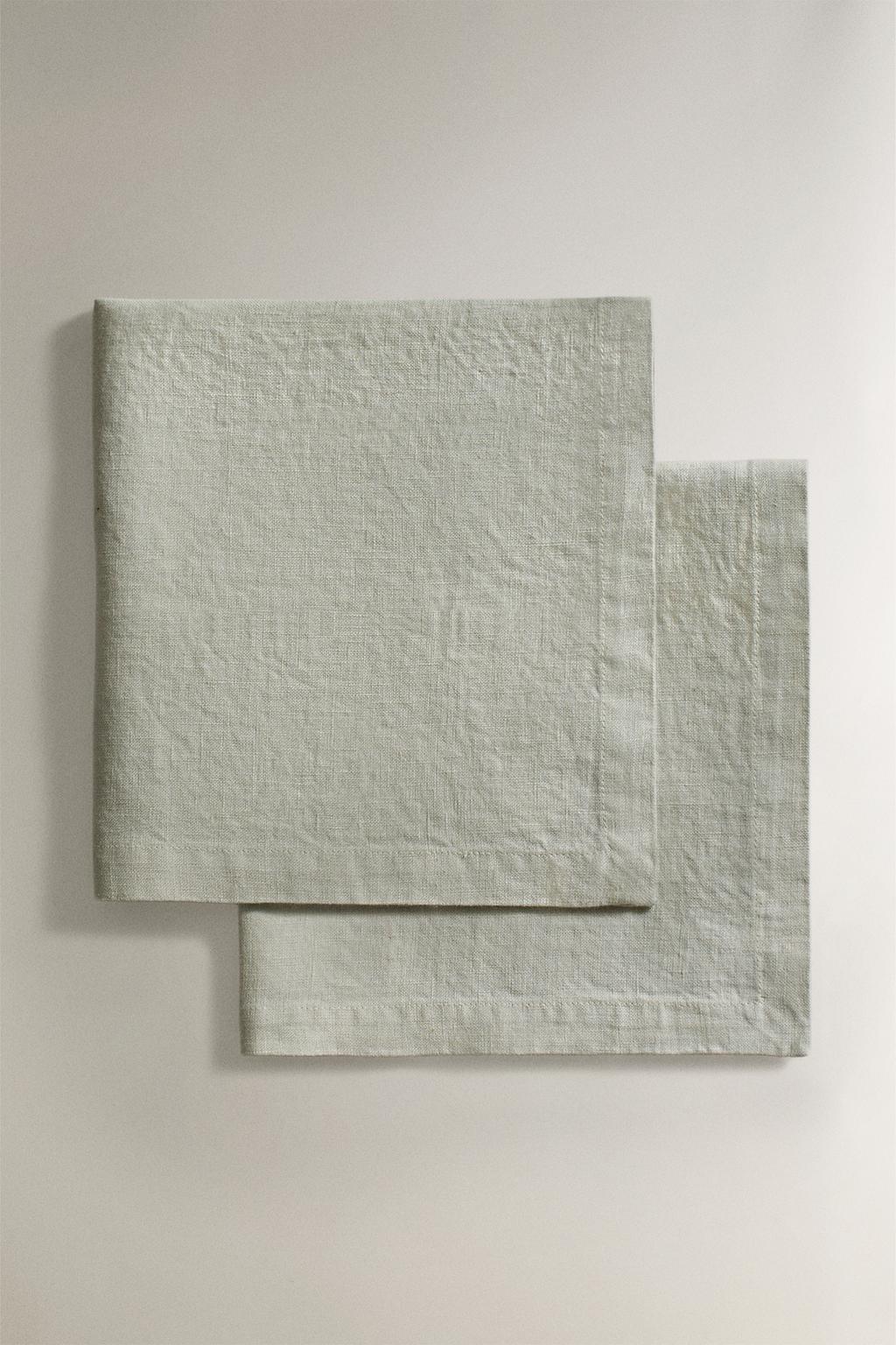 Набор из двух льняных салфеток с мятным оттенком
