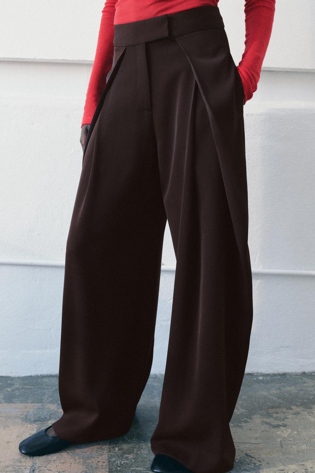 БРЮКИ WIDE LEG С ЗАЩИПАМИ — ZW COLLECTION