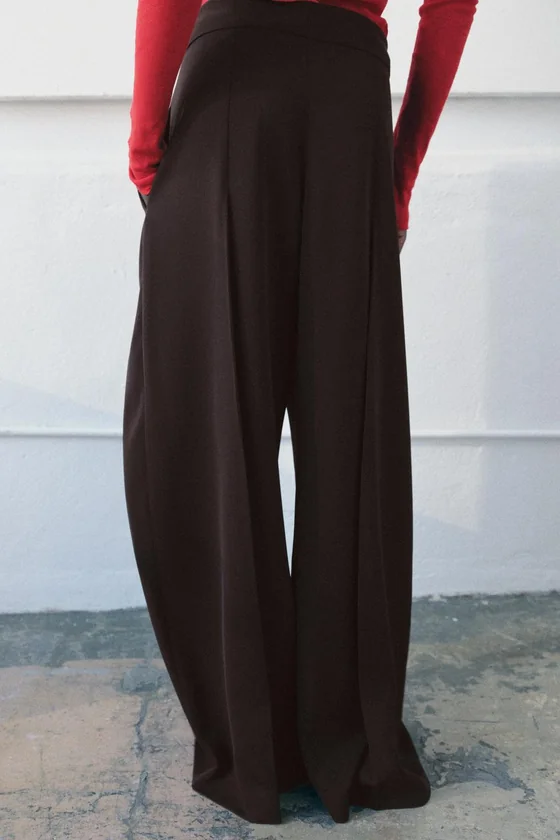 БРЮКИ WIDE LEG С ЗАЩИПАМИ — ZW COLLECTION