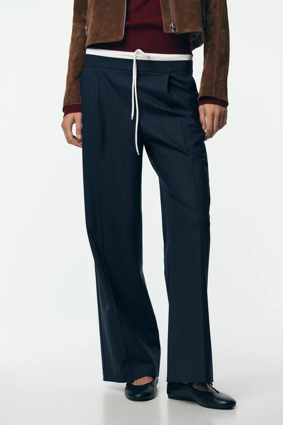 БРЮКИ WIDE LEG С ДВОЙНЫМ ПОЯСОМ