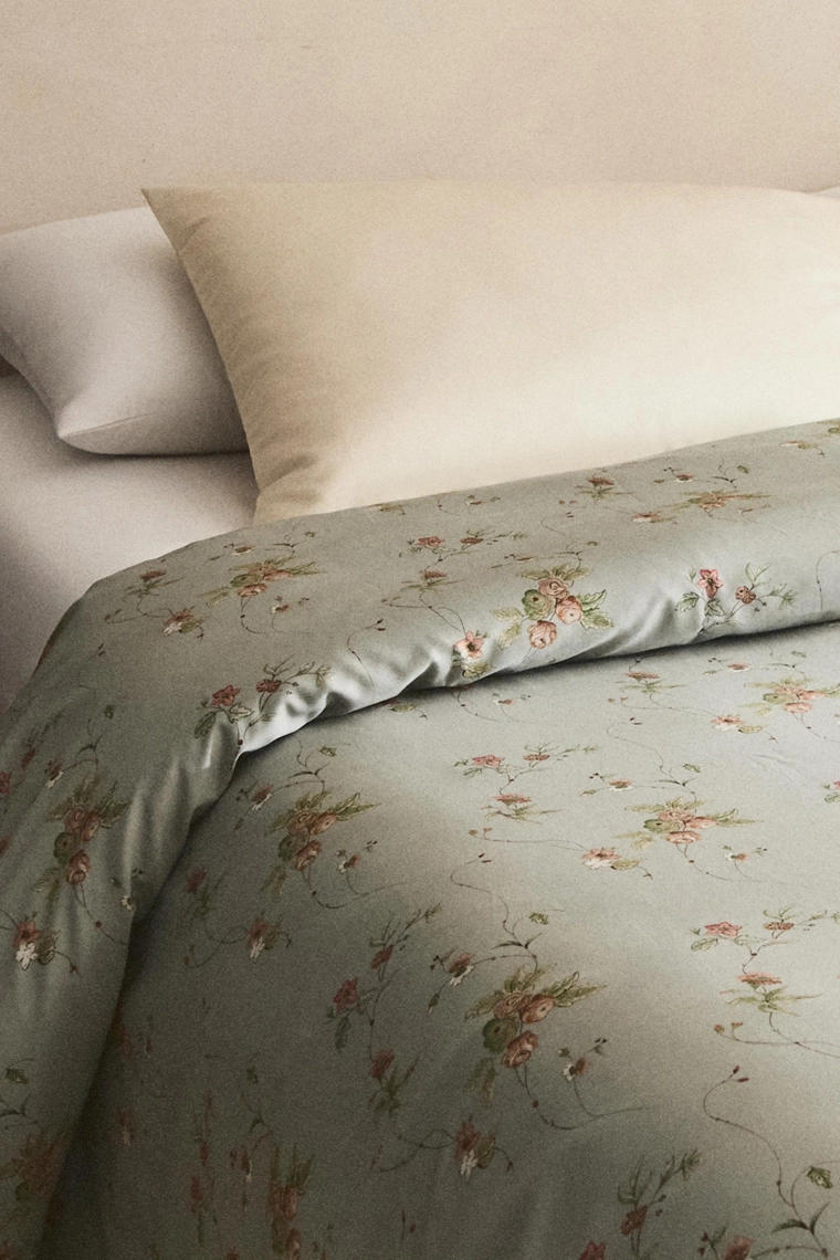 Наволочка из шелка с цветущими ветвями 300 нитей