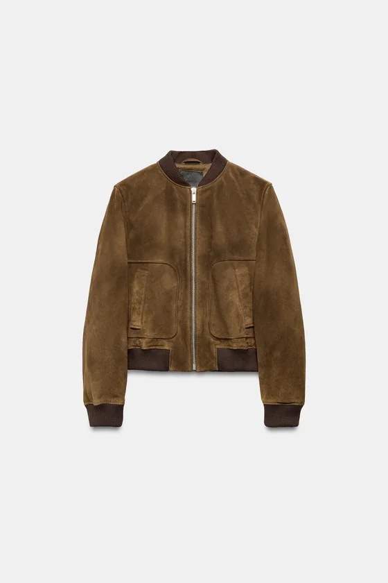 БОМБЕР ИЗ 100% ЗАМШИ — , коллекция Zara «ZW»