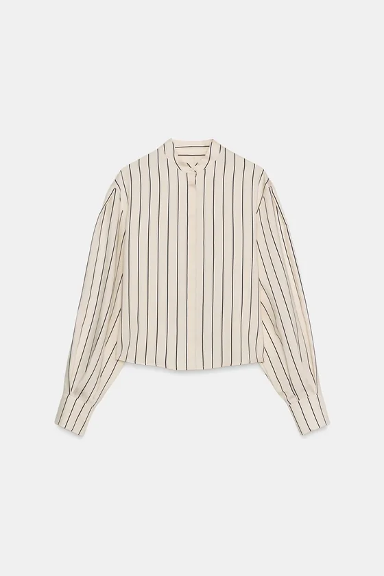 РУБАШКА В ПОЛОСКУ С ОБЪЕМНЫМИ РУКАВАМИ — коллекция Zara «ZW»