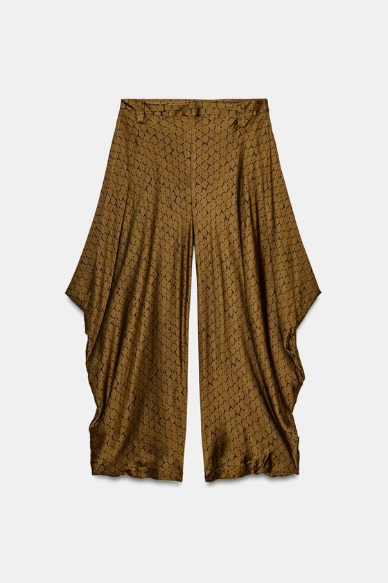 БРЮКИ коллекция Zara «ZW» С ДРАПИРОВКОЙ И ПРИНТОМ