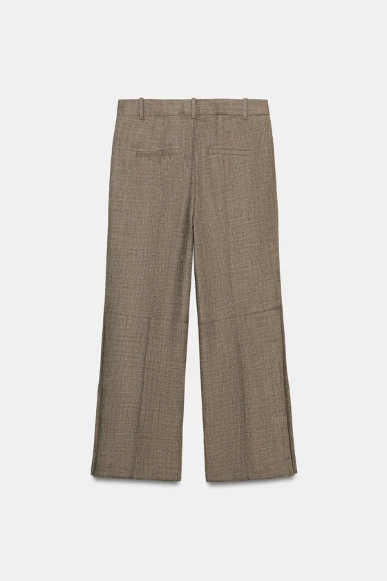 УКОРОЧЕННЫЕ РАСКЛЕШЕННЫЕ БРЮКИ ИЗ ШЕРСТИ — коллекция Zara «ZW»
