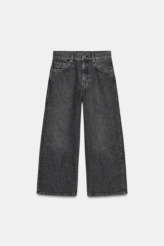 ДЖИНСЫ коллекция Zara «ZW» КЮЛОТЫ СО СРЕДНЕЙ ПОСАДКОЙ В ПОЛОСКУ