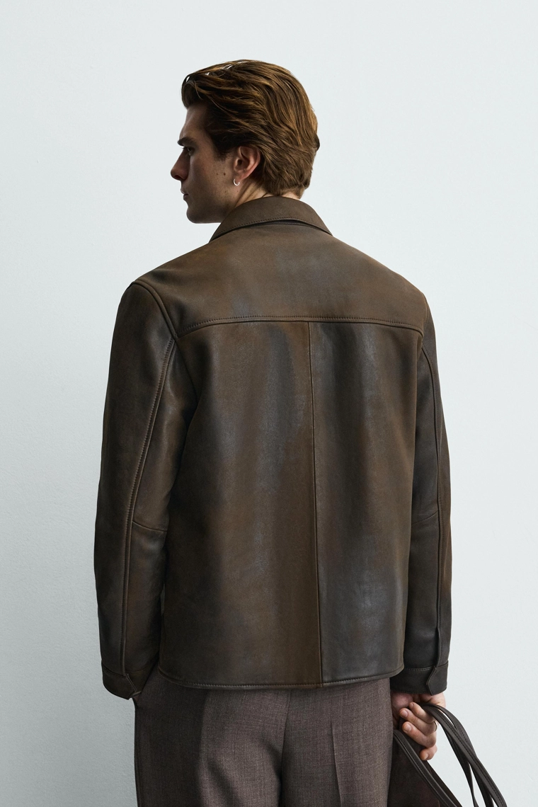 Кожаная куртка с эффектом старения