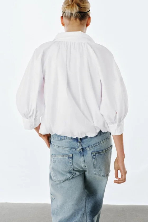 РУБАШКА С ОБЪЕМНЫМИ РУКАВАМИ коллекция Zara «ZW»