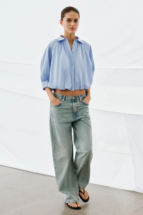 РУБАШКА С ОБЪЕМНЫМИ РУКАВАМИ коллекция Zara «ZW»