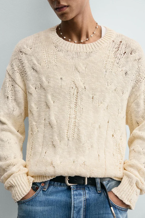 АЖУРНЫЙ СВИТЕР С УЗОРОМ «КОСЫ»