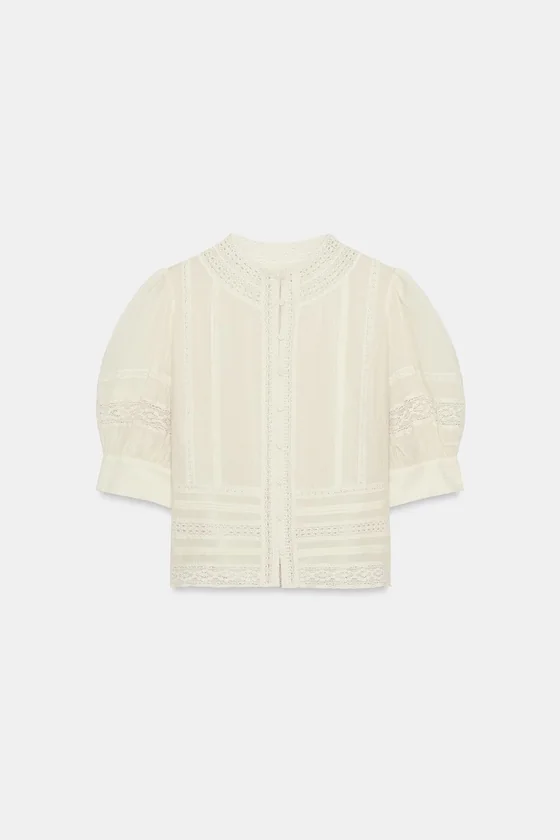 РОМАНТИЧНАЯ БЛУЗА С КРУЖЕВОМ — коллекция Zara «ZW»