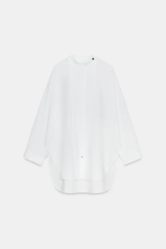 РУБАШКА ОВЕРСАЙЗ ИЗ ПОПЛИНА — коллекция Zara «ZW»