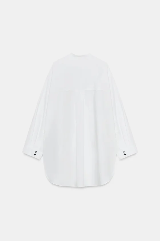 РУБАШКА ОВЕРСАЙЗ ИЗ ПОПЛИНА — коллекция Zara «ZW»