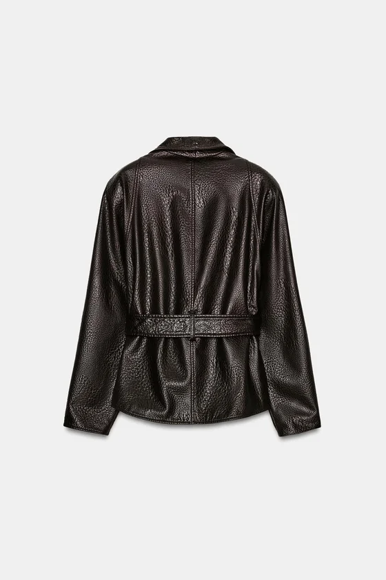 КУРТКА ИЗ ИСКУССТВЕННОЙ КОЖИ С ПОЯСОМ — коллекция Zara «ZW»
