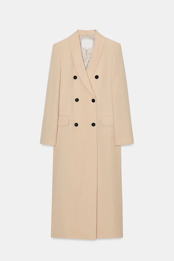 ДВУБОРТНОЕ СТРУЯЩЕЕСЯ ПАЛЬТО — коллекция Zara «ZW»
