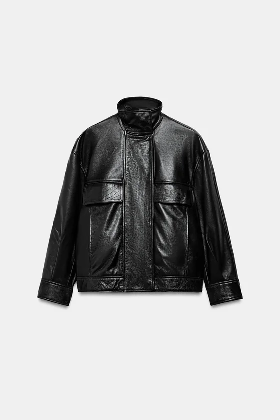 КОЖАНАЯ КУРТКА С КАРМАНАМИ — коллекция Zara «ZW» лимитированная серия