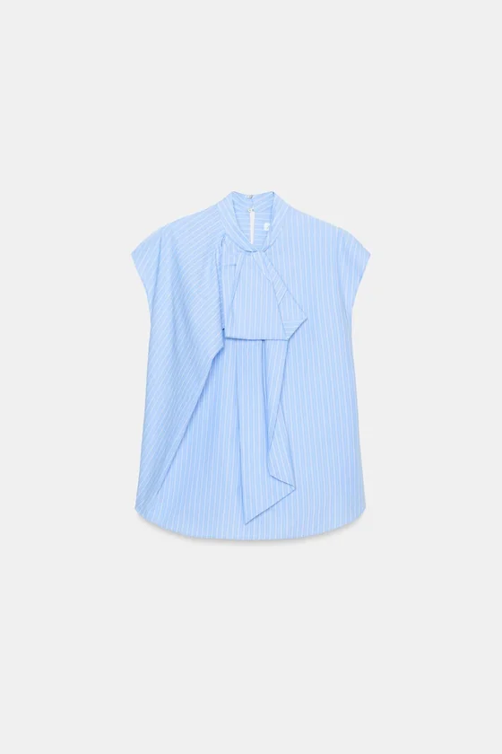 РУБАШКА В ПОЛОСКУ С ЗАВЯЗКАМИ — коллекция Zara «ZW»