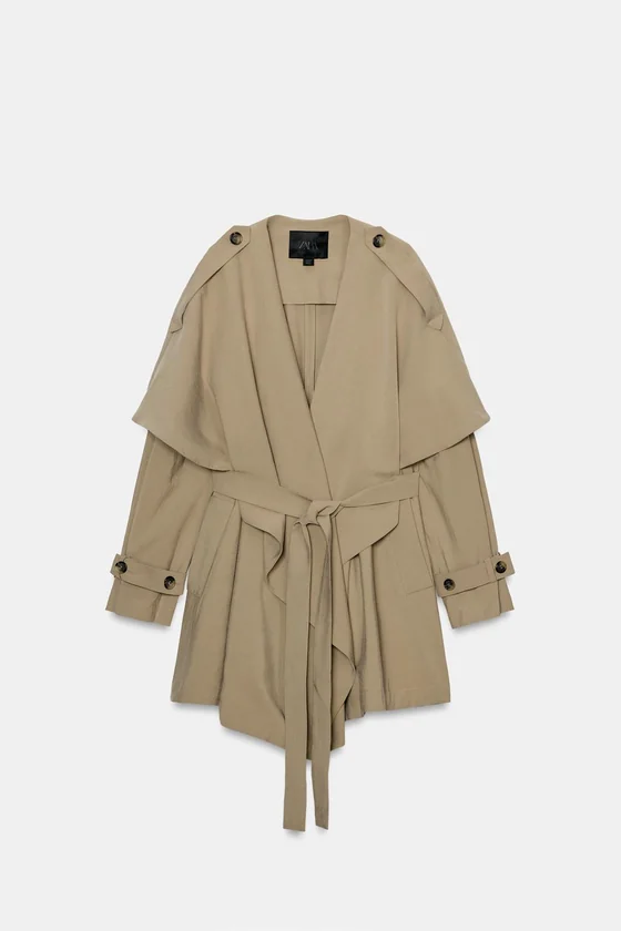 КОРОТКИЙ СТРУЯЩИЙСЯ ТРЕНЧ — коллекция Zara «ZW»