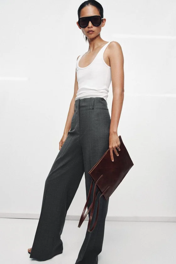 БРЮКИ ИЗ ШЕРСТИ С ВЫСОКОЙ ПОСАДКОЙ — коллекция Zara «ZW»