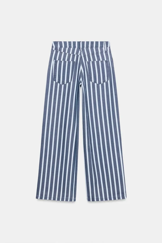 ДЖИНСЫ коллекция Zara «ZW» LOOSE СО СРЕДНЕЙ ПОСАДКОЙ И ПОЛОСКАМИ