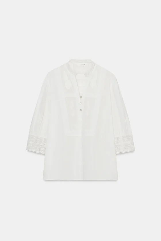 БЛУЗА С ВЫШИВКОЙ — коллекция Zara «ZW»