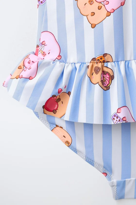 2-6 ЛЕТ/КУПАЛЬНИК В ПОЛОСКУ С КАПИБАРОЙ CAPYFUN ©