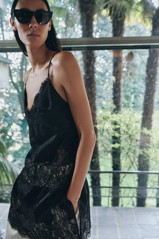 ДЛИННЫЙ КРУЖЕВНОЙ ТОП — коллекция Zara «ZW»