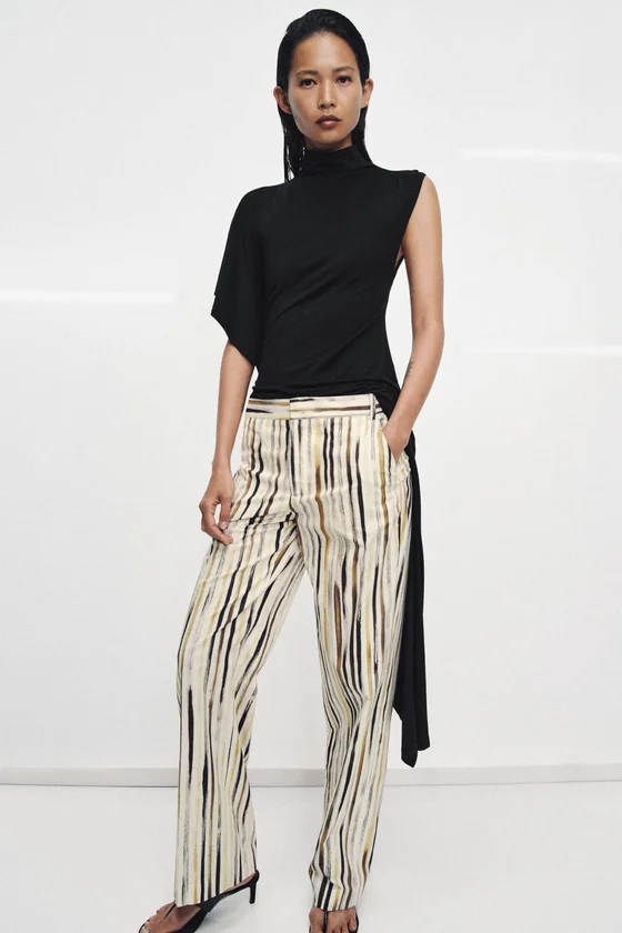 БРЮКИ ИЗ ПОПЛИНА В ПОЛОСКУ — коллекция Zara «ZW»