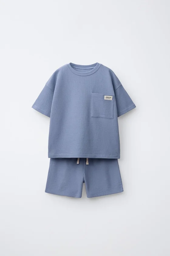 Пижама из вафельного трикотажа zara для детей от 1,5 до 6 лет
