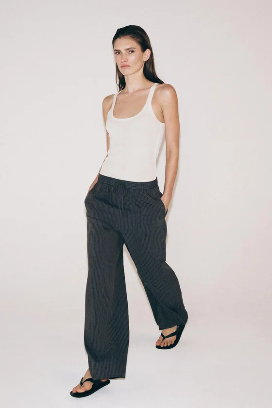 БРЮКИ В ПОЛОСКУ В ПИЖАМНОМ СТИЛЕ — коллекция Zara «ZW»