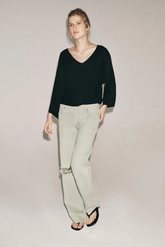ДЖИНСЫ -FIT С НИЗКОЙ ПОСАДКОЙ И РАЗРЫВАМИ — коллекция Zara «ZW»