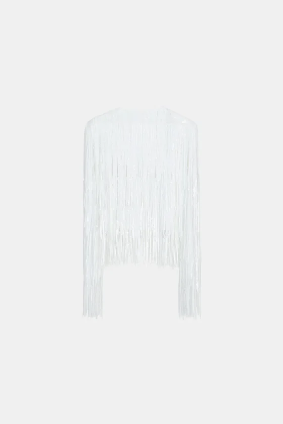 КУРТКА С БАХРОМОЙ И ПАЙЕТКАМИ — коллекция Zara «ZW»