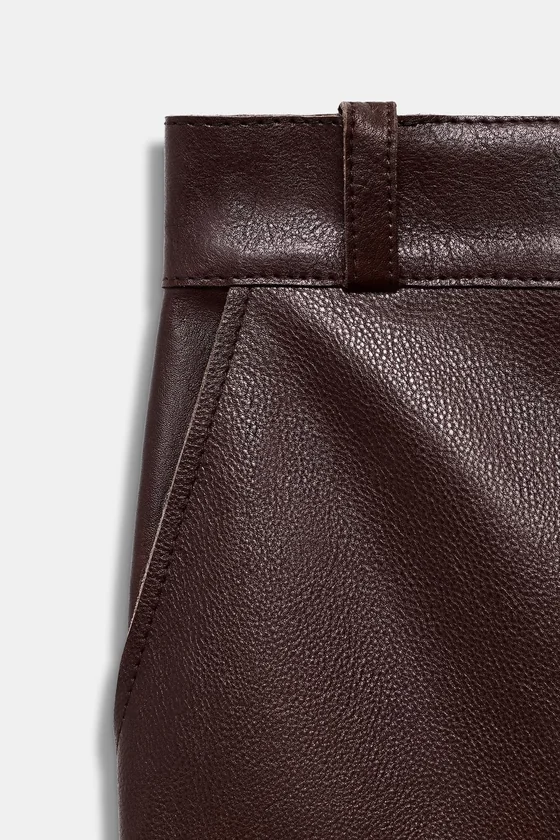 ЮБКА МИДИ ИЗ КОЖИ — коллекция Zara «ZW» лимитированная серия
