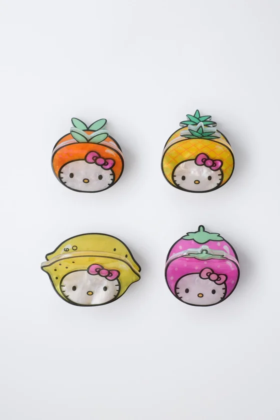 НАБОР ИЗ 4 ЗАКОЛОК «ФРУКТЫ HELLO KITTY © SANRIO»