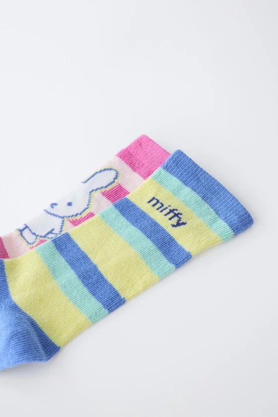 НАБОР ИЗ ДВУХ ПАР ВЫСОКИХ НОСКОВ В ПОЛОСКУ С ПРИНТОМ MIFFY™ MERCIS BV ©