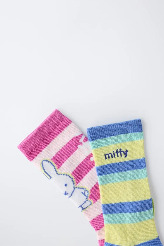 НАБОР ИЗ ДВУХ ПАР ВЫСОКИХ НОСКОВ В ПОЛОСКУ С ПРИНТОМ MIFFY™ MERCIS BV ©