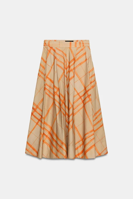 РАСКЛЕШЕННАЯ ЮБКА МИДИ В КЛЕТКУ — коллекция Zara «ZW»