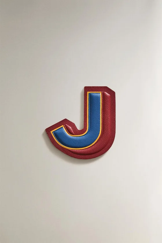 Наклейка из кожи с буквой j