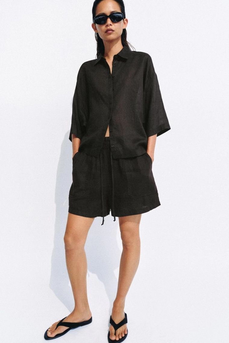 Рубашка свободного кроя коллекции zara woman