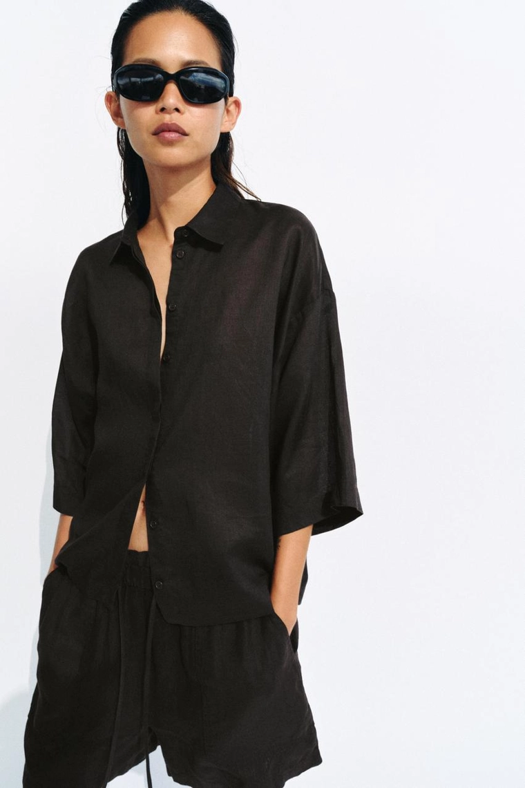 Рубашка свободного кроя коллекции zara woman