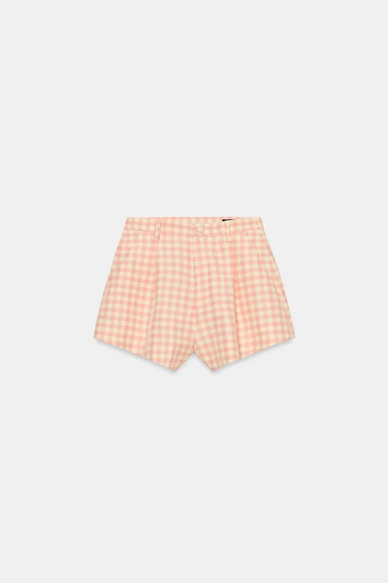 ШОРТЫ В КЛЕТКУ ВИШИ — коллекция Zara «ZW»