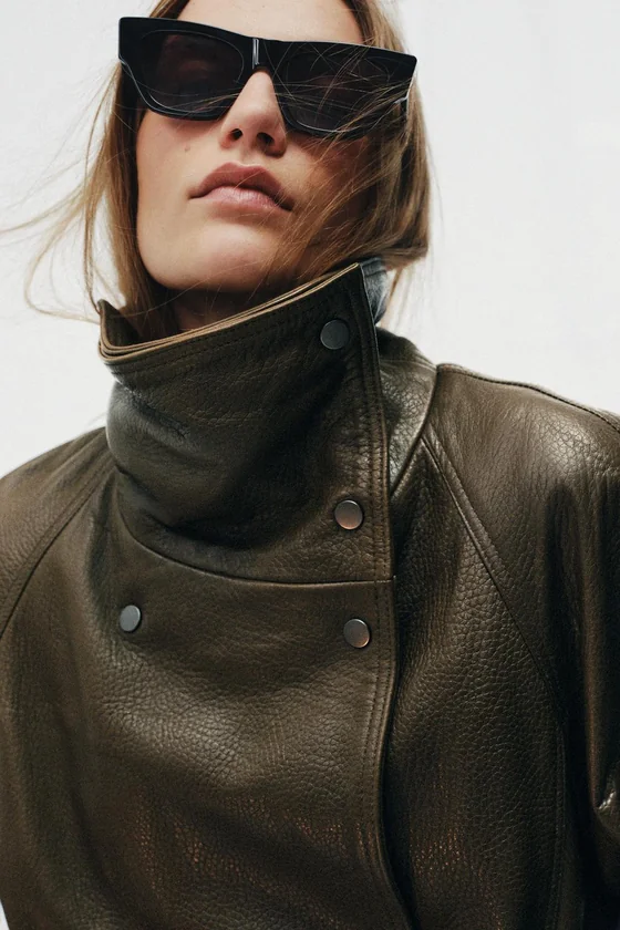 КУРТКА ОВЕРСАЙЗ ИЗ КОЖИ — коллекция Zara «ZW» лимитированная серия