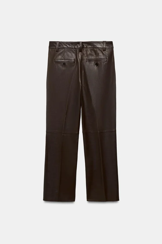 РАСКЛЕШЕННЫЕ БРЮКИ ИЗ КОЖИ — коллекция Zara «ZW» лимитированная серия