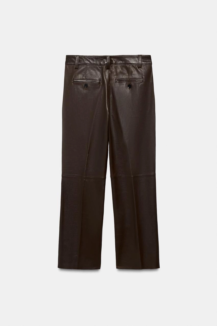 РАСКЛЕШЕННЫЕ БРЮКИ ИЗ КОЖИ — коллекция Zara «ZW» лимитированная серия